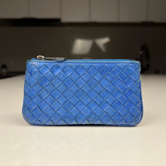 Bottega Veneta Handbags - Bottega Veneta Metallic Blue Coin Pouch
